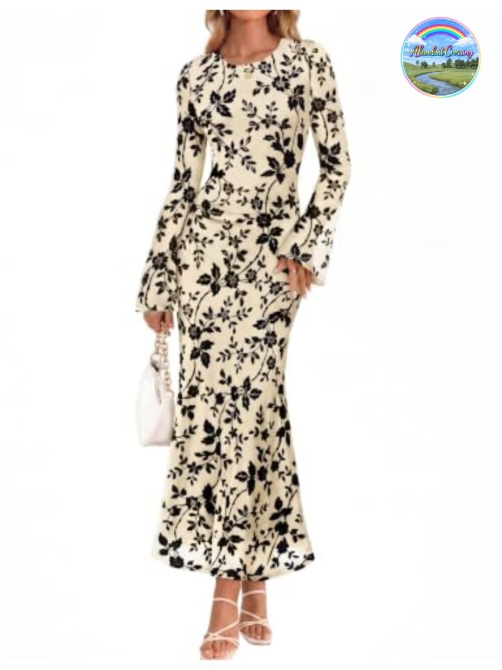 Long Sleeve Floral Ruched Mesh Maxi Dress Bodycon Formal
